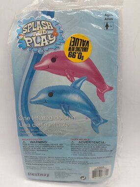Splash And Play Inflatable Dolphin Toy 24" Vinyl Blue Ages 1+